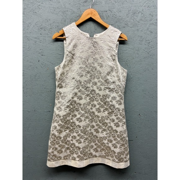 ABS by‎ Allen Schwartz Women's Metallic Floral Sleeveless Dress Size 12 Beige - Picture 1 of 10